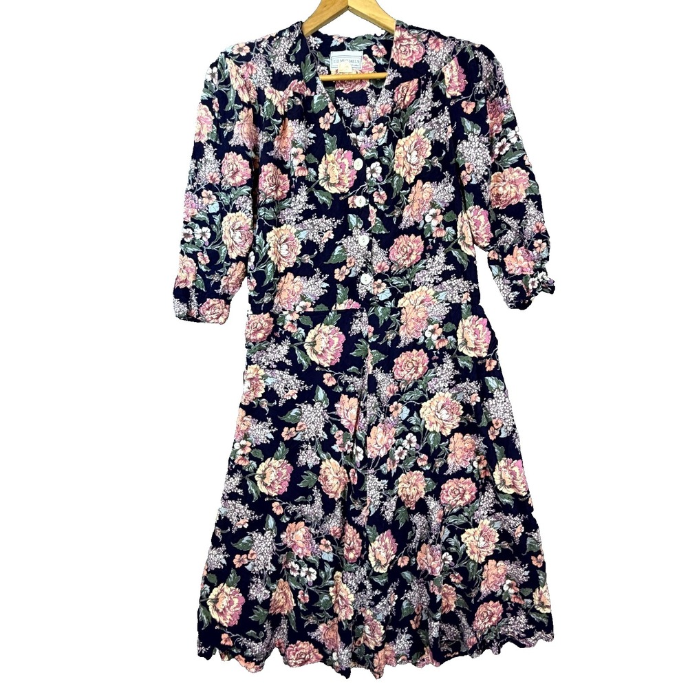 Vintage E.D. Michaels Melanie Drucker Midi Dress Womens 15-16 Multicolor Floral